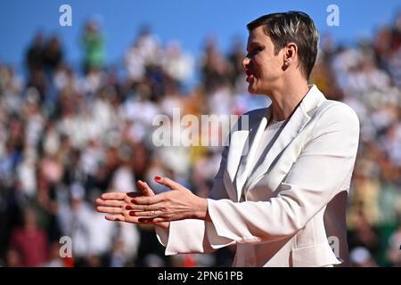 Monaco, Monaco. 16. April 2023. KEINE BOULEVARDZEITUNGEN - Prinzessin Charlene von Monaco beim Monaco Rolex Masters Finale in Monte Carlo am 16. April 2023. Foto: Corinne Dubreuil/ABACAPRESS.COM Kredit: Abaca Press/Alamy Live News Stockfoto