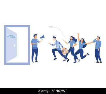 Personalvermittlungsagentur, Arbeitsuchende, Bewerber, Stellenausschreibung, Menge an leitenden Mitarbeitern, flacher Vektor, moderne Illustration Stock Vektor