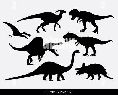 Dinosaurier-Tiersilhouetten. Geeignet für Symbol, Logo, Websymbol, Maskottchen oder jedes beliebige Design. Einfach zu verwenden. Stock Vektor