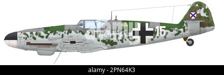 Messerschmitt Bf 109G-10 des 5. Kampfflugs der Russischen Befreiungsarmee, der Luftwaffe untergeordnet, 1945 Stockfoto