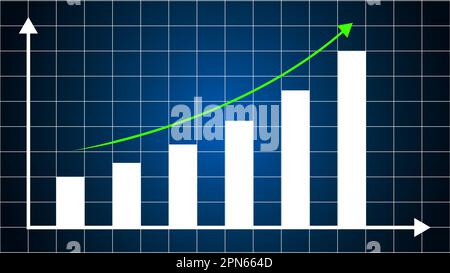 Diagramm mit Wachstum und Erfolg oder Aufwärtstrend Stockfoto