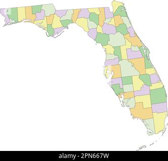 Florida - sehr detaillierte, bearbeitbare politische Karte. Stock Vektor