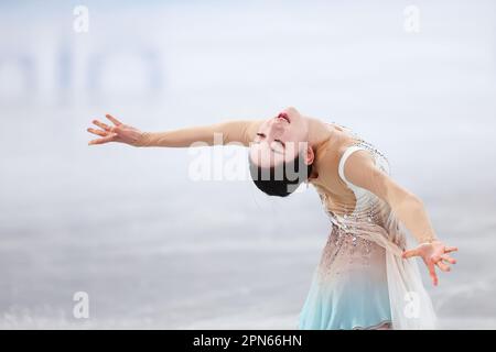 Tokio, Japan. 14. April 2023. Kim Yelim (KOR) Figur Skating : ISU-Weltmannschaftstrophäe in Figur Skating 2023 Freilaufbahn für Frauen im Tokyo Gymnasium in Tokio, Japan . Kredit: Yohei Osada/AFLO SPORT/Alamy Live News Stockfoto