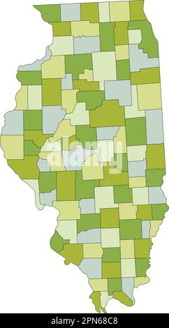 Sehr detaillierte, bearbeitbare politische Karte mit getrennten Schichten. Illinois. Stock Vektor