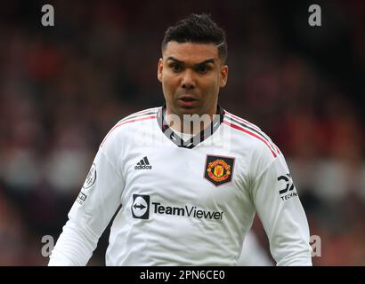 Nottingham, Großbritannien. 16. April 2023. Casemiro von Manchester United während des Premier League-Spiels auf dem City Ground in Nottingham. Der Bildausdruck sollte lauten: Simon Bellis/Sportimage Credit: Sportimage/Alamy Live News Stockfoto