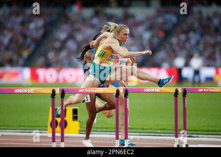 Sally Pearson nimmt an der Leichtathletik-Weltmeisterschaft 2017 in London Teil. Stockfoto