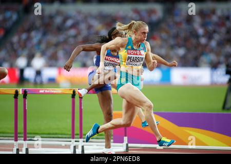 Sally Pearson nimmt an der Leichtathletik-Weltmeisterschaft 2017 in London Teil. Stockfoto