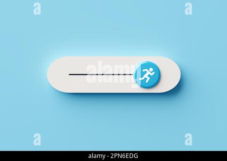 Karrierefortschritt. Wettbewerb und Wettbewerbsvorteil in der Wirtschaft. Schneller Start. Schnelle Servicebereitstellung. Ein- und aus-Kippschalter mit Runni Stockfoto