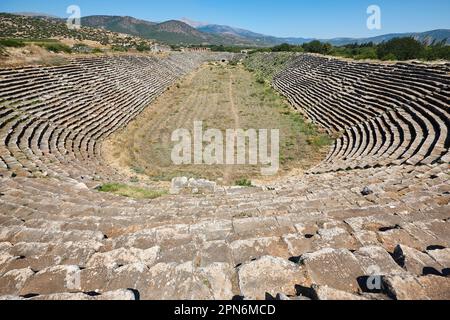 Aphrodisias Stadion. Historische archäologische Stätte. Alte Ruinen in der Türkei Stockfoto