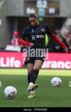 Leigh, England, 15. April 2023: Women FACup Halbfinale zwischen Manchester United und BrightonHA im Leigh Sports Village Park in Leigh, England. (MHodsman/SPP) Stockfoto