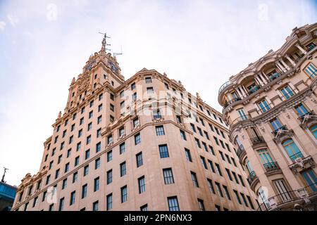 Telefónica Gebäude Fundación Telefónica in Gran Via, Madrid Spanien Stockfoto