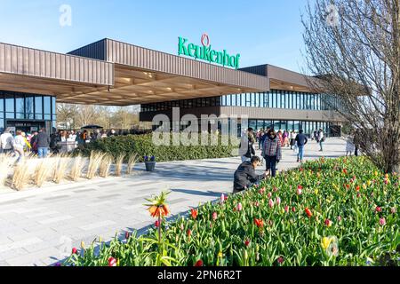 Haupteingang, Gartenanlage Keukenhof, Lisse, Südholland (Zuid-Holland), Königreich der Niederlande Stockfoto