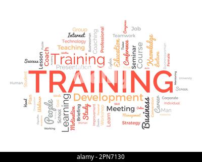Word Cloud-Hintergrundkonzept für Schulungen. Berufliche Karriereentwicklung mit Business Workshop Conference Skills Study. vektordarstellung. Stock Vektor