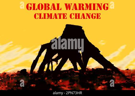 Illustration der globalen Erwärmung und des Klimawandels Stockfoto