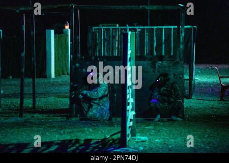 Zombie-Angriff, Paint Ball Marratxi, Mallorca, Balearen, Spanien Stockfoto