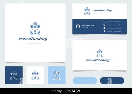 Crowdfunding-Logo mit editierbarem Slogan. Branding-Buch und Visitenkartenvorlage. Stock Vektor