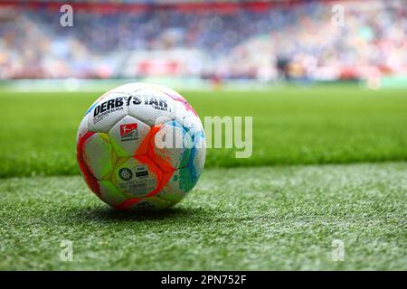 Düsseldorf, Deutschland 16.04.2023: 2. Bundesliga, Fortuna Düsseldorf 1:0 SV Darmstadt, Spieltag 28. Bundesliga Matchball, Fußball. DFL-VORSCHRIFTEN VERBIETEN DIE VERWENDUNG VON FOTOS ALS BILDSEQUENZEN UND/ODER QUASI-VIDEO. Kredit: Ant Palmer / Alamy Live News Stockfoto