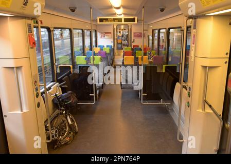 Innere einer Kutsche auf einem SBB Swiss Railways Thurbo Regionalzug, St. Gallen, Schweiz Stockfoto