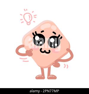 Abstrakte, niedliche quadratische Figur, die an eine Idee denkt Stock Vektor