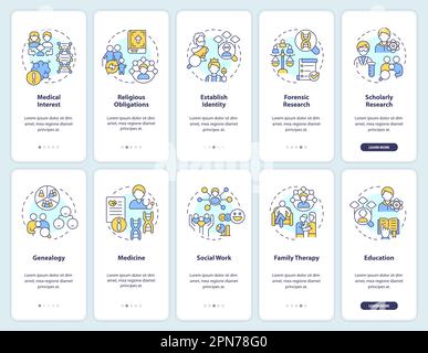 Verwendung des Stammbaums Onboarding von mobilen Apps Bildschirmsatz Stock Vektor
