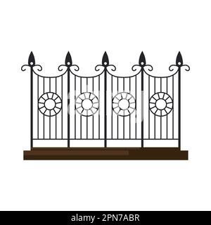 Vektorgrafik für Balkongeländer oder Zäune aus altem Eisen Stock Vektor