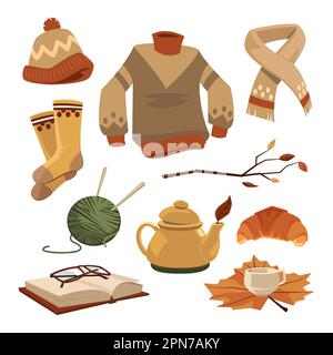 Vektorabbildungen für Zusammenfügen in Hygge-Stil festgelegt Stock Vektor