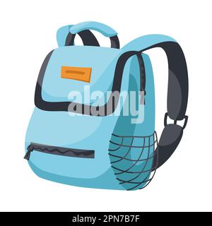 Blauer Rucksack für Schulzubehör Vektordarstellung Stock Vektor