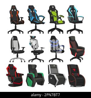 Verschiedene Stühle für Gamer Vektorbilder Set Stock Vektor