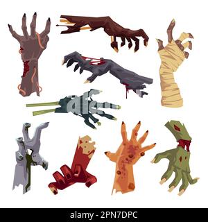 Zombie-Hände-Vektorbilder-Set Stock Vektor