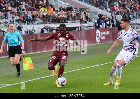 Metz, Frankreich. 15. April 2023. © PHOTOPQR/LE REPUBLICAIN LORRAIN/Gilles WIRTZ ; Metz ; 15/04/2023 ; FC Metz Bordeaux ligue 2 *** Lokale Bildunterschrift *** Kredit: MAXPPP/Alamy Live News Stockfoto