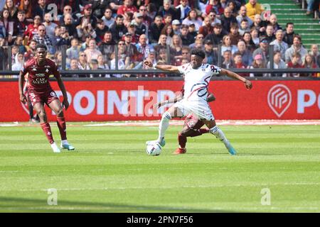 Metz, Frankreich. 15. April 2023. © PHOTOPQR/LE REPUBLICAIN LORRAIN/Gilles WIRTZ ; Metz ; 15/04/2023 ; FC Metz Bordeaux ligue 2 *** Lokale Bildunterschrift *** Kredit: MAXPPP/Alamy Live News Stockfoto