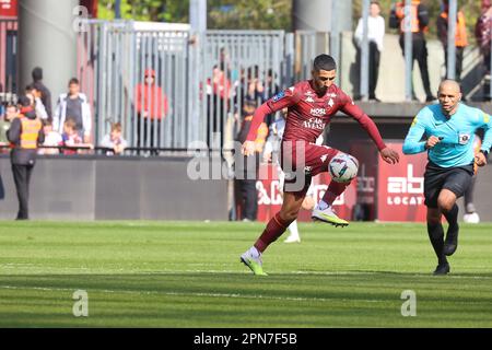 Metz, Frankreich. 15. April 2023. © PHOTOPQR/LE REPUBLICAIN LORRAIN/Gilles WIRTZ ; Metz ; 15/04/2023 ; FC Metz Bordeaux ligue 2 *** Lokale Bildunterschrift *** Kredit: MAXPPP/Alamy Live News Stockfoto