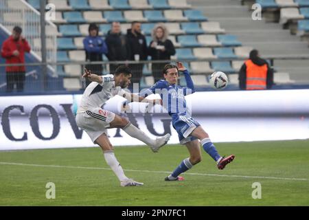 Frankreich. 15. April 2023. © PHOTOPQR/CORSE MATIN/CHRISTIAN BUFFA ; 15/04/2023 ; FOOTBALL Ligue 2 31e Journal Bastia - FC ANNECY Credit: MAXPPP/Alamy Live News Stockfoto