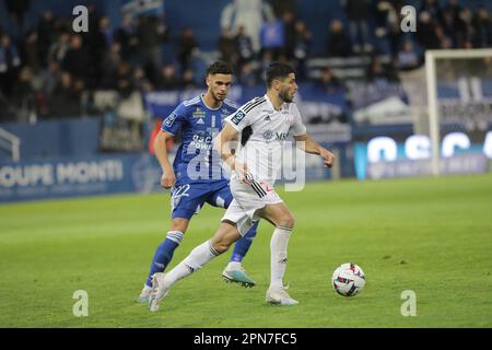 Frankreich. 15. April 2023. © PHOTOPQR/CORSE MATIN/CHRISTIAN BUFFA ; 15/04/2023 ; FOOTBALL Ligue 2 31e Journal Bastia - FC ANNECY Credit: MAXPPP/Alamy Live News Stockfoto