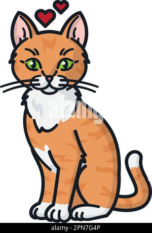 Cartoon Ingwer Cat in love isolierte Vektordarstellung für Kiss A Ginger Day am 12. Januar Stock Vektor