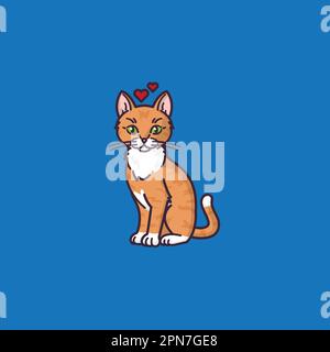 Cartoon Ginger Cat in love Vector Illustration für Kiss A Ginger Day am 12. Januar Stock Vektor