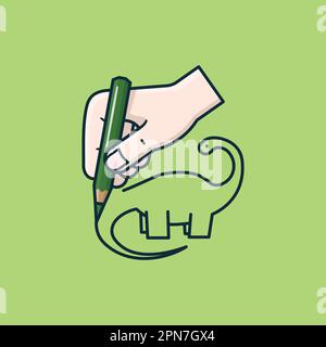 Zeichnen Sie mit der Hand einen Dinosauriervektor für „Dinosauriertag zeichnen“ am 30. Januar Stock Vektor