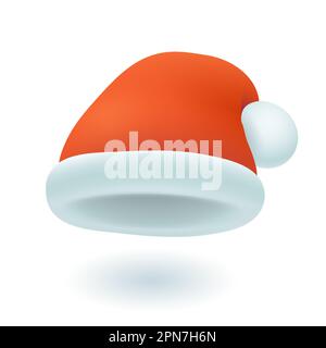 Weihnachten oder Weihnachtsmannmütze 3D Ikone Stock Vektor