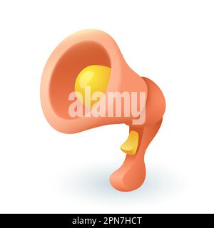 Orangefarbenes Megafon 3D-Symbol Stock Vektor
