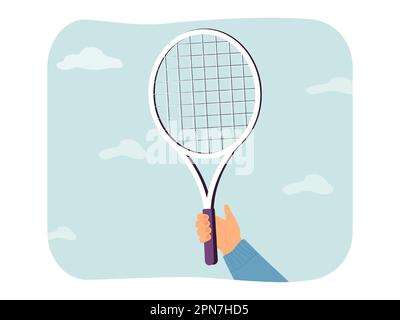 Die Hand eines Tennisspielers hält einen Schläger Stock Vektor