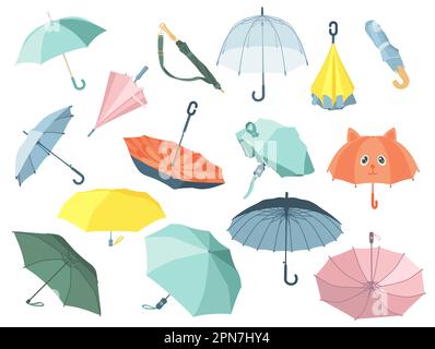 Vektorbilder mit geschlossenen und offenen bunten Regenschirmen Stock Vektor