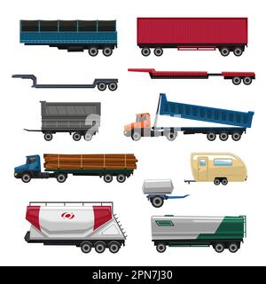 Verschiedene Arten von Anhängern Cartoon-Zeichensatz Stock Vektor