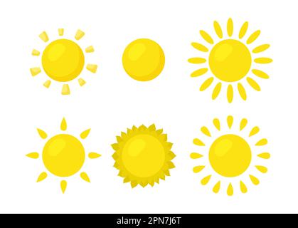 Sonne mit Strahlen unterschiedlicher Formen Vektorbilder gesetzt Stock Vektor