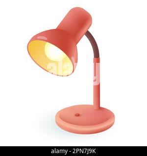 Elektrisches Licht der roten Tischleuchte 3D Symbol Stock Vektor