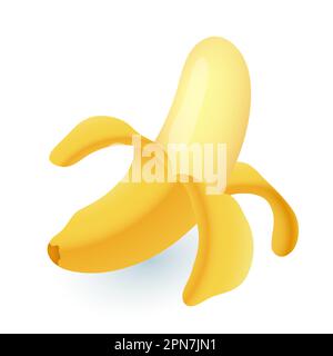 Halb geschälte, reife, süße Banane 3D Icon Stock Vektor