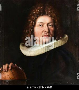 Portrait de JACQUES BERNOULLI (Jakob Bernouilli) Mathematicien suisse 1654-1705. Peinture anonyme du 18eme siecle. d'apres une peinture de Universite de Bale. Jacob Bernoulli (auch bekannt als James oder Jacques) (1654–1705) Stockfoto