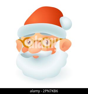 Fröhliches Gesicht des Weihnachtsmanns Figur 3D Ikone Stock Vektor
