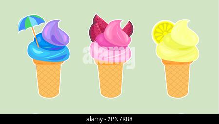 Eiscreme in Waffelbechern Stock Vektor