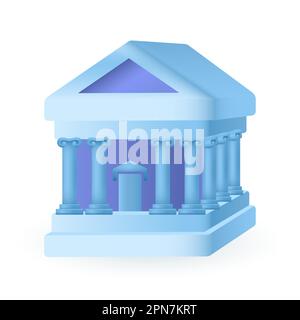 Symbol für blaues Bankgebäude 3D Stock Vektor