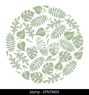 Rundes Muster mit grünen Leaves, Vektordarstellung Stock Vektor